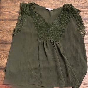 Tank and lace shirt, large, dark green.